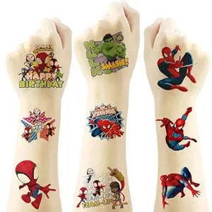40 Sheets Spider-Man And His Amazing Friends Temporary Tattoos Birthday Themed Party Decoration Favors Cartoon Cute Non Repetitive Waterproof Sticker for Kids Boys Home Activity Christmas Rewards