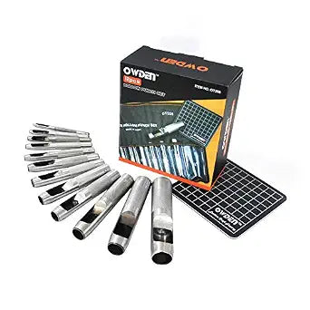 OWDEN 12Piece Leather Hole Punch Set,(1/8-3/4) with a Cutting Mat.