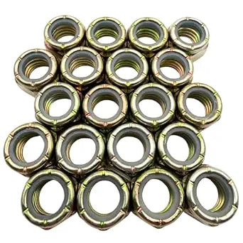 7/16"-14 Grade N8 Nylon Lock Nuts (20 Pack) Heavy Duty Yellow Zinc Coarse Thread Locking Fasteners, Vibration Resistant for Grade 8 Hardware