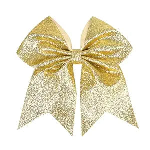 7" Large Glitter Cheer Hair Bows Clip for Girls and woman - Sparkling Gold