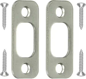 Deadbolt Strike Plate Satin Nickel, Door Backplate 1" x 2-1/4" Round Corner