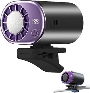 2026 Car Clip on Fan with 16C Semi-Cooling, LED Display & 360 Rotation, 199 Speeds Adjustable USB Rechargeable Portable Air Conditioner Cooler for Car Truck Office, Gray