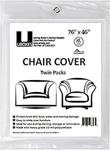 Uboxes (72x46) Chair Covers 2 MIL Heavy Duty Polyethylene to Protect Items from Dust Dirt and Spills, Clear, Set of 2