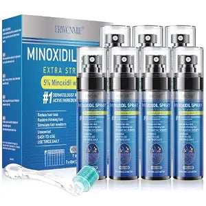 5% Minoxidil Spray for Men and Women-7 pack, Infused with Biotin, Beard Growth, Extra Strength Treatment to Combat Hair Loss and Thinning, and Fuller Hair & Beard (7 Month Supply, Extra Strength)