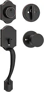 HOSOM Front Door Handle and Deadbolt Set, Entry Handleset Exterior with Interior Door Knob,Oil Rubbed Bronze Front Door Knob Reversible for Right and Left Handed
