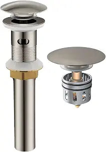 Bathroom Sink Drain with Overflow,Pop Up Drain with Hair Catcher Basket