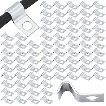 Yaocom 100 Pcs 1/4 Inch Silver Cable Clamps Wire Clips for Outdoors