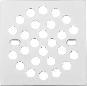 RRAJJ Square Improve 3-15/16 Inch(100mm*100mm) Screw-in Shower Floor Drain Grate Strainer,Brushed Nickel (White)