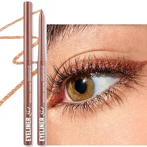 Copper Brown Gel Eyeliner Pencil, Retractable Waterproof Eye Liner Smudge-Proof High-Pigmented Smooth Creamy Waterline Eyeliner for Older Women, Multi-Use Longwear Eye Highlighter Shadow Makeup