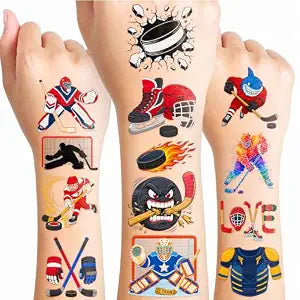 96 PCS Ice Hockey Temporary Tattoos For Kids, Team Party Favors