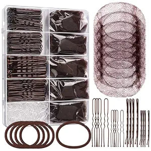 YGDZ Dance Hair Accessories Kit, Ballet Dance Stuff, Hair Nets for Buns, Bobby Pins Brown, Clear Elastic Hair Ties, Dance Competition Must Haves for Ballet Girls Women,Brown