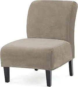 Armless Accent Chair Slipcovers, Thick Velvet Slipper Accent Chair Covers for Living Room/Hotel Oversized Big Chairs, Removable Furniture Protector with Elastic Bottom, Machine Washable (Taupe)