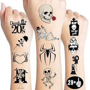 96 PCS 30th Birthday Rip Death To My 20s Pre-cut Temporary Tattoos