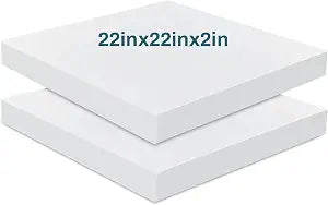 Frienda 2 Pack 2" x 22" x 22" Upholstery High Density Foam Square White