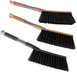 3 Pack Soft Bristle Bed Sheets Sweeping Cleaning Brush with Long Hand, Counter Duster for Debris Hair Remover Desk Quilt Sofa Furniture (Pink Green Yellow)