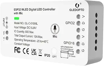 GLEDOPTO ESP32 WLED LED Controller with Mic Microphone DIY Lighting Music Dynamic Modes for WS2811 WS2812 SK6812 TM1814 WS2813 WS2815 Addressable FCOB LED Strip Lights