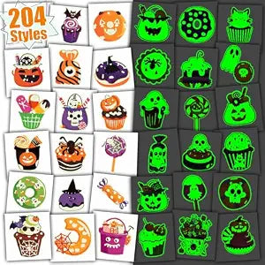 Partywind Glow Halloween Candy Temporary Tattoos for Kids