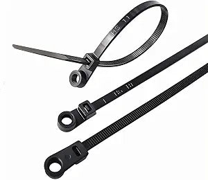 HS Heavy Duty Cable Ties with Screw Holes (100 Pack) 11.8 Inch Mounting Head Electrical Zip Ties 50 LBS,UV Black
