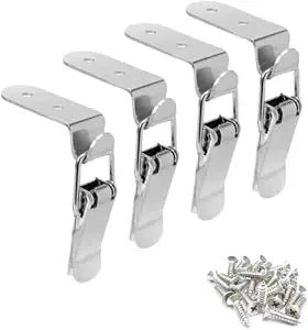 Latch 90 Degree Stainless Steel Spring Loaded Toggle Latch, Silver Catch Hasp Clamp Clip Lock with for Cabinet, Wooden Case, Box (70mm - 4 Pack)
