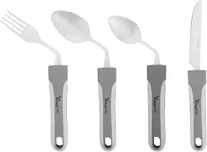 Restaurantware Adaptive Cutlery 1 Set 9.84 x 5.12 x 1.57 Inches Stainless Steel Ergonomic Utensils Non-Slip Wide-Handle Gray Utensils For Arthritis And Limited Mobility