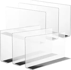 Baluue 6 Pack Clear Magnetic Shelf Dividers PVC Plastic L Shaped Separators 12cm Tall Shelf Divider for Wire Shelving Closet Organization Retail Display Rack Cabinet Goods Bins