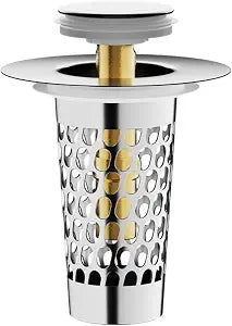 Bathroom Sink Stopper with Removable Filter Basket Hair CatcherUniversal Pop Up StopperBathroom Sink Drain StrainerDrain Hair Catcher