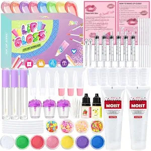 Jcoos Lip Gloss Making Kit, Fun Lip Gloss Kit to Make Your Own Lip Gloss with Moisturizing Lipgloss Base, All-Inclusive Moisturizing Handmade Lip Glaze Supplies Set for Beginner Women