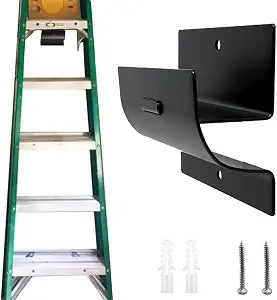 Black Metal Heavy Duty Ladder Hooks Wall Mounted Garage Ladder Storage Brackets Organizer for Folding Chair and Patio Furniture