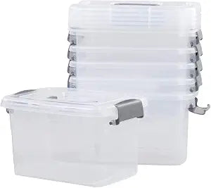 6-Pack Home Storage Bins, Plastic Container, Clear