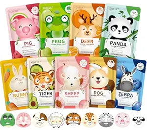 9 Pack Animal Face Masks Skincare for Kids, Spa Party Gifts for Teen Girls