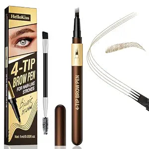 DUDUDU Eyebrow Pencil for Women - 4-Tip Microblading Liquid Brow Pen, Creates Natural Hair-Like Strokes, Waterproof & Long-Lasting Light Brown