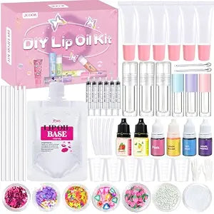 Jcoos DIY Lip Gloss Oil Make Your Own Lip Gloss Kit, Inspired Lip Oil Base with Pigment, Flavoring Oil, Glow Tubes, DIY Lip Gloss Making Kit, Moisturizing Lipglosses for Girls Women Gifts