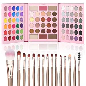 UCANBE 86 Colors Makeup Palette with 15PCS Brushes Set, Matte Glitter Eyeshadow, Highlighter, Blush & Contour All in One ��������� Vibrant, Neutral & Smoky Shades �������