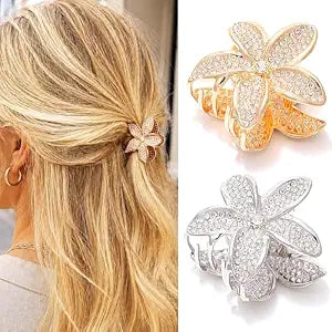 Small Rhinestone Hair Claw Clips Decorative Formal for Women 2 Pack