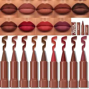 Matte Lip Liner Set Gradient Velvet Lip Crayon with Retractable and Long-Lasting Lipsticks for Women and Gift (9 Pcs #01-#09)