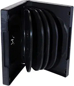 Maxtek Black 10 Disc CD/DVD/Blu-ray Case with 4 Flip Trays and Outter Clear Artwork Sleeve, 2 Pack