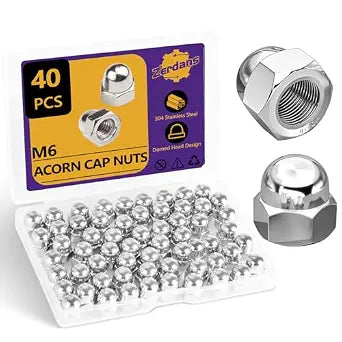 40Pcs M6-1.0mm Hex Acorn Cap Nut Set 304 Stainless Steel