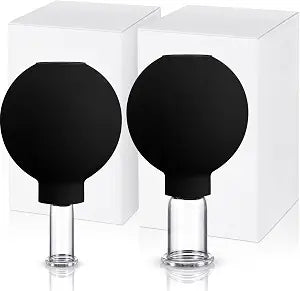 Nuanchu 2 Pcs Glass Cupping Set, 1 Inch and 0.65 Inch Diameter, Black