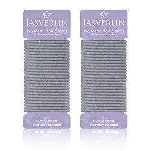 JASVERLIN Gray Hair Elastics Ties, No Metal Ponytail Holders for Women Girls Men Guys Thick Curly Hair Styling Accessories No Pull Damage Crease Breakage 50pcs (Gray)