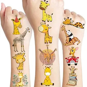 96 PCS Giraffe Face Pre-cut Temporary Tattoos for Kids Sticker