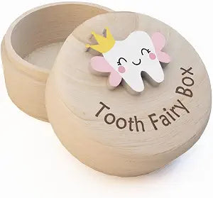 Tooth Fairy Box for Girls Cute Carved Wooden Box with 3D Tooth