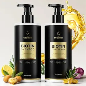 Tripeptide-Infused Biotin Hair Growth Shampoo and Conditioner Set, Onion Anti-Loss Volumizing Moisturizing Treatment for Soft Shine Hair, Dandruff Routine Shampoo for Men and Women, 2x16oz