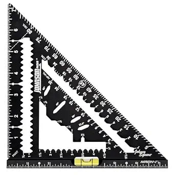 Johnson Level & Tool 1904-0700V 7-1/4" Johnny Square MACH-1 Smart Mark Rafter Square with Level Vial, Black