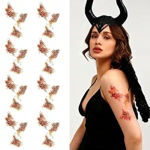 8 Sheet Gold Snake Scales Tattoo Stickers Fake Python Scales Waterproof Temporary Tattoos for Women Halloween Cosplay Costume Holiday Party Makeup Decoration Supplies