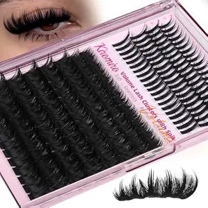 Kiromiro Lash Clusters With Spikes Fluffy Cluster Eyelash Extensions 10-18mm Volume Eyelash Clusters DIY Thick Cluster Lashes with 14-20mm Spikes Lash Clusters