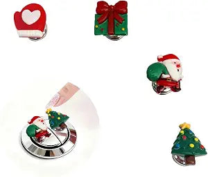 4PCS Christmas Toilet Buttons Pusher, Toilet Flusher Top Push Button for Women Long Nail Protect With Santa Claus Christmas Gloves Tree Gift, for Xmas Winter Party Favors Supplies-Christmas-4Pcs