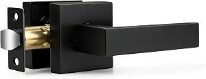 Probrico Matte Black Passage Door Handles, 1 Pack Solid Zinc Alloy Square Interior Door Levers Without Lock for Closet Hallway Pantry, ANSI/BHMA Grade 3 Intertek-Verified