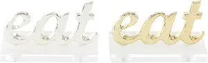 Deco 79 98422 and Acrylic Eat Decorative Signs (Set of 2), Silver/Gold/Clear