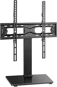 FURWOO Universal TV Stand for 27 to 65 inch LCD LED TVs 4 Level Height Adjustable TV Stand Base with Tempered Glass Base Table Top Stand Vesa 400x400mm