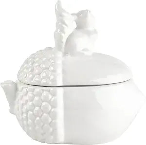 Elements 7.09x4.72x6.5 Inch White Ceramic Squirrel on Acorn Jar Durable Design for Everyday Use in Home Kitchen Dining and Entertaining Settings